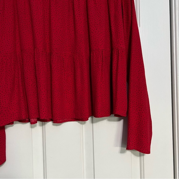 Gap Women's Blouse Top Size Small Flowy Red Black Points Long Sleeves - Picture 9 of 9